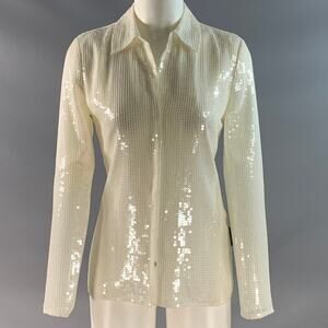 L'AGENCE Size XS Beige Sequined Hidden Placket Shirt